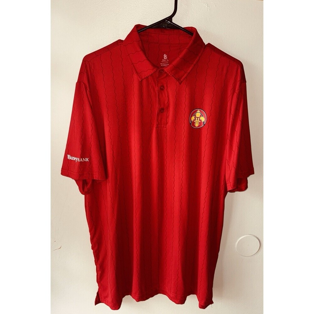 St. Louis City Soccer Polo- Mens XL Red Performance Golf BuseyBank Stretch/SOFT